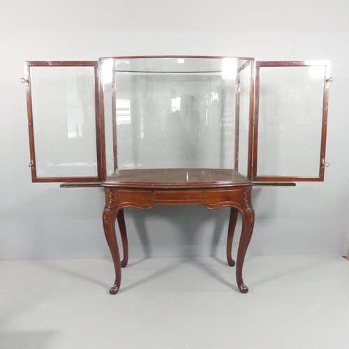 389 - A Victorian mahogany two-section centre-standing museum display cabinet on stand, with side opening ... 