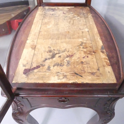 389 - A Victorian mahogany two-section centre-standing museum display cabinet on stand, with side opening ... 