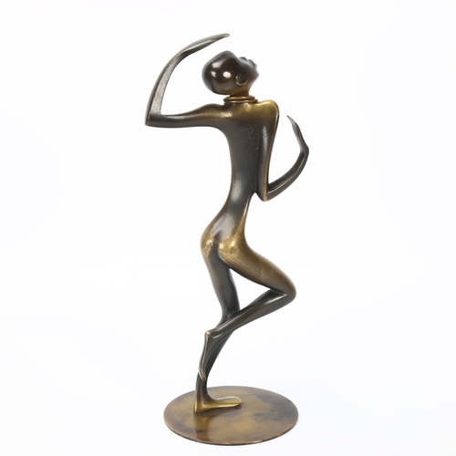 102 - Karl Hagenauer (1898 - 1956), African dancer, patinated bronze circa 1930, impressed marks under bas... 