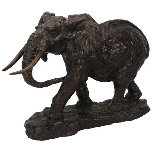 116 - William Timyn (1903 - 1990), patinated bronze bull elephant, signed on the base, numbered 4/9, Morri... 