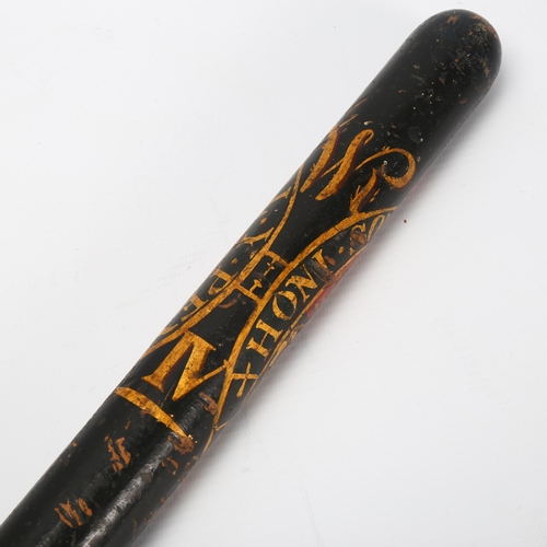 120 - A William IV policeman's truncheon, painted and gilded armorial crest, length 50cm