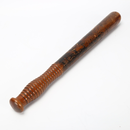 121 - Victorian policeman's truncheon with painted and gilded decoration, length 42cm