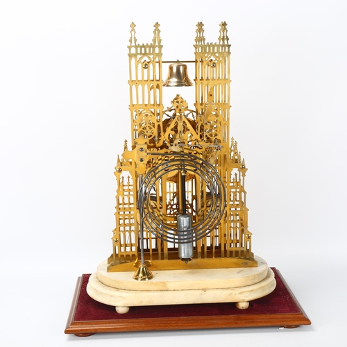 141 - A fine and impressive English brass Westminster Abbey skeleton clock, in the manner of Evans Of Hand... 