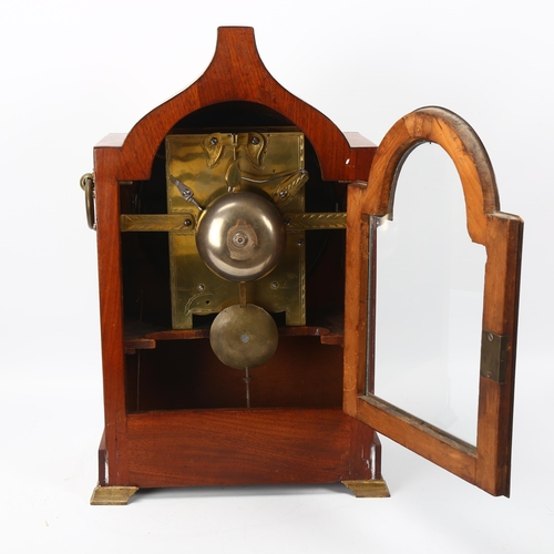 145 - A 19th century mahogany bracket clock, by French, Royal Exchange London, brass inlaid mahogany case ... 