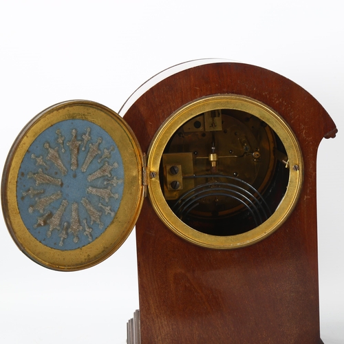 149 - A French inlaid mahogany-cased mantel clock, circa 1900, enamel dial signed Harris & Son Paris, 8-da... 