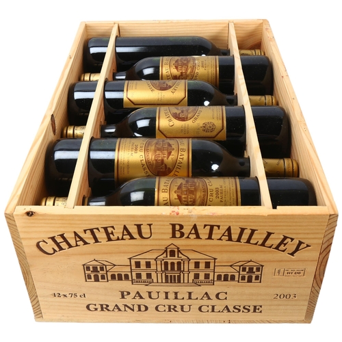 155 - 12 bottles of Red Wine, 2003 Chateau Batailley, Paulillac, France, OWC