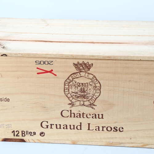 156 - 12 bottles of red wine, 2005 Chateau Gruaud-Larose, Saint-Julien, France, OWC