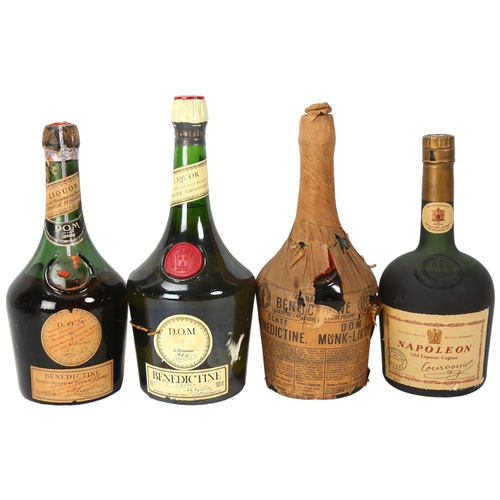 157 - WITHDRAWN - 3 Vintage bottles of Benedictine D.O.M. Liquer, including 1950s' bottling 73% proof and ... 