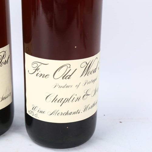 158 - 2 bottles of Fine Old Wood Port, imported by Chaplin & Son, Worthing Sussex