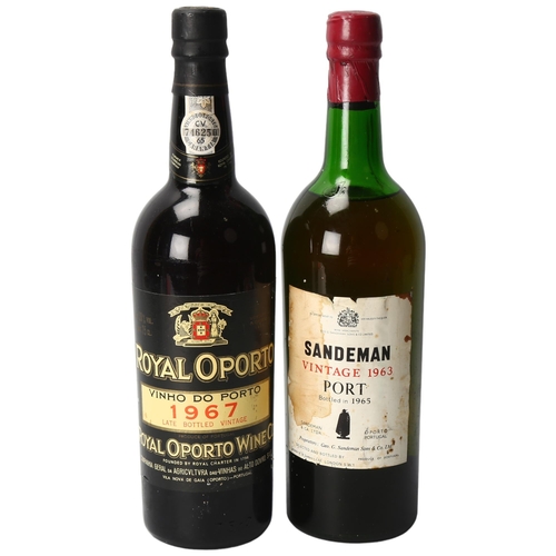 158B - 2 bottles of vintage port, 1963 Sandeman and 1967 Royal Oporto