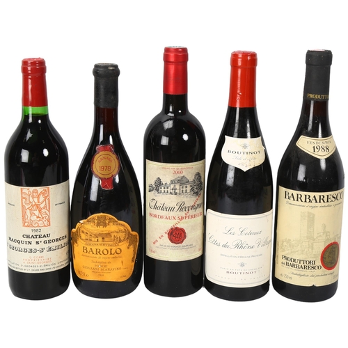 165 - 5 bottles of French and Italian red wine, 1979 Barolo, 1988 Barbaresco, 1982 Ch Macquin St Georges S... 