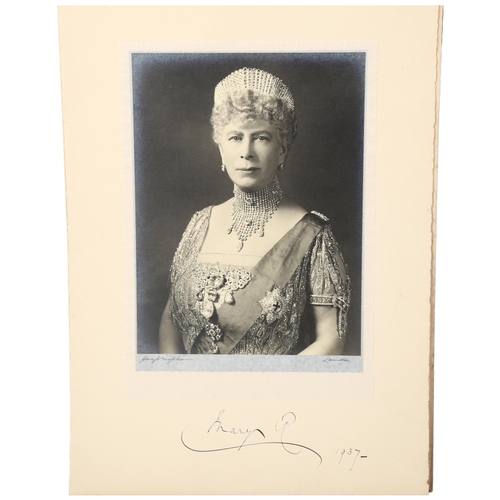 166 - Queen Mary of Teck (1867 - 1953 wife of George V), studio photograph by Hay Wrightson, signed by Que... 