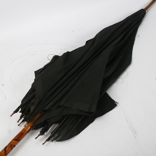 169 - Late 19th century parasol, with hand painted porcelain handle depicting a girl with flowers