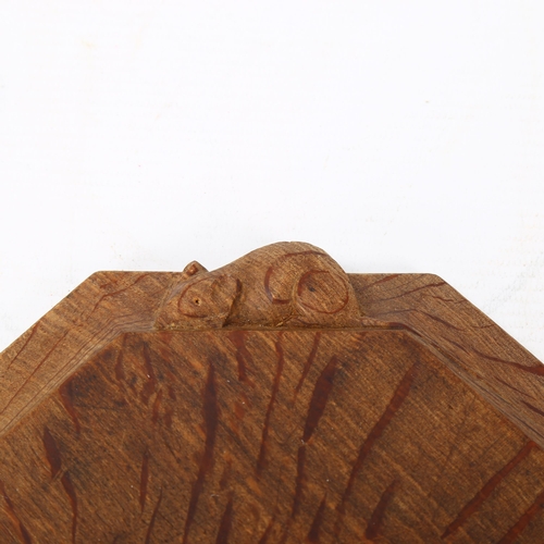 171 - ROBERT MOUSEMAN THOMPSON - octagonal oak cheeseboard with carved mouse edge, 19cm across