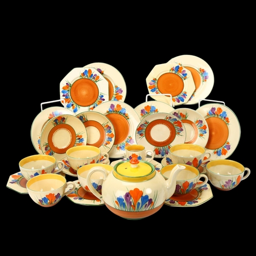 201 - Clarice Cliff Bizarre Crocus pattern tea set for 6 people, 1929