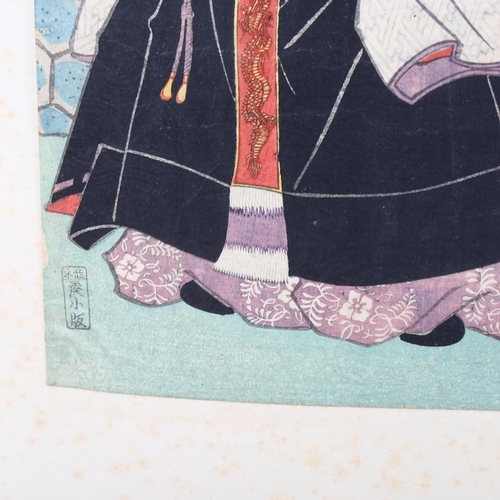 225 - Toyokuni (1769 - 1825), Samurai Warrior, colour woodblock print, image 34.5cm x 25cm, mounted