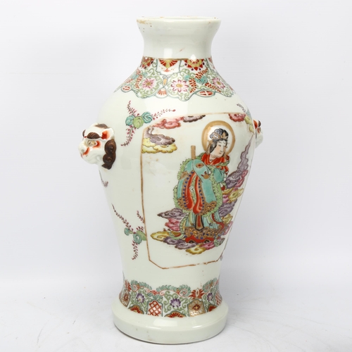 226 - A Chinese white glaze porcelain vase, probably late 19th century, with hand painted figure, bands of... 