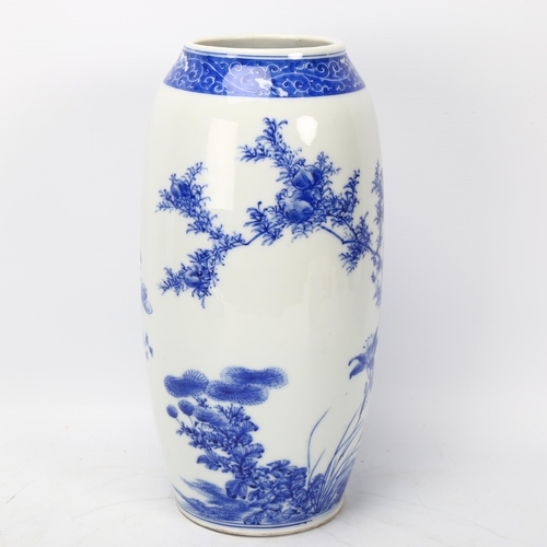 227 - A Japanese blue and white porcelain vase, Meiji Period circa 1900, hand painted blossom trees with 1... 