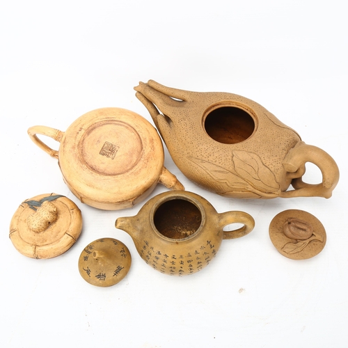 230 - 3 Chinese terracotta teapots, largest length 22cm (3)