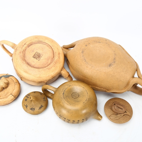 230 - 3 Chinese terracotta teapots, largest length 22cm (3)