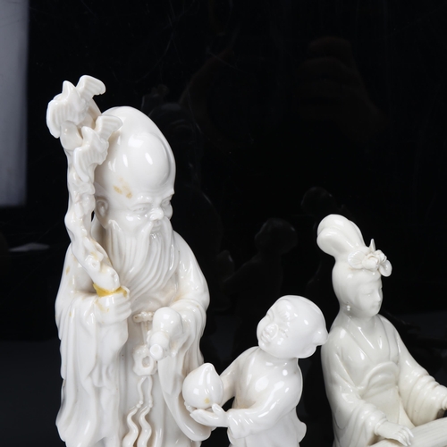 239 - 4 Chinese blanc de chine porcelain figures, largest height 22cm (4)