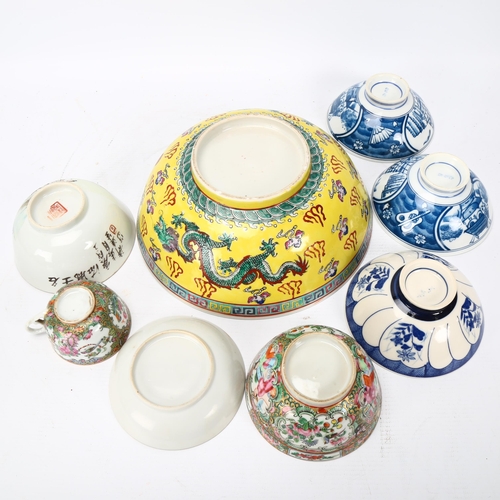 241 - A group of Chinese porcelain bowls, teacup and saucer etc