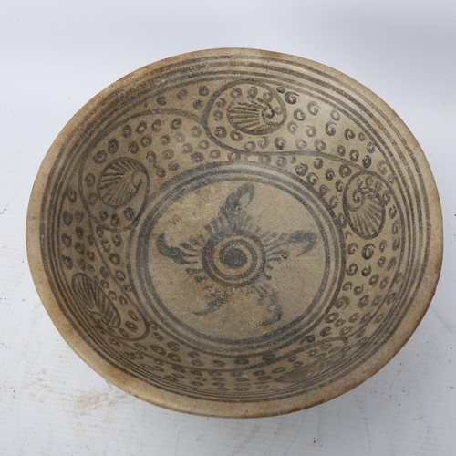 274 - A Chinese Provincial pottery stemmed bowl, with painted decoration, diameter 21cm