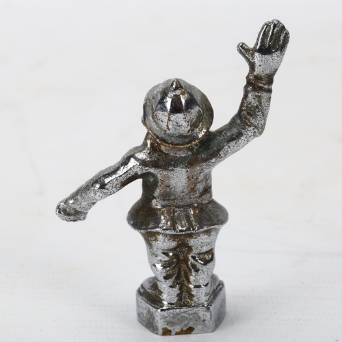 284 - A small Vintage chrome plate monkey policeman car mascot, height 7.5cm