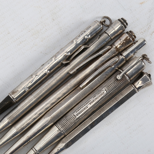 286 - 6 various Vintage silver propelling pencils