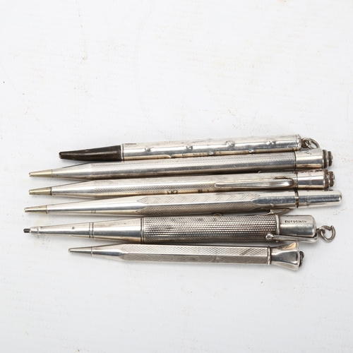 286 - 6 various Vintage silver propelling pencils