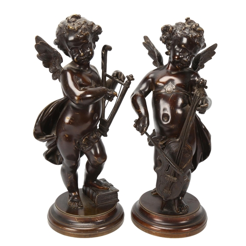 289 - A pair of 19th century bronze cherub sculptures, unsigned, height 32cm