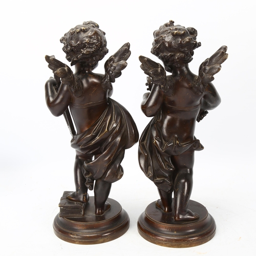 289 - A pair of 19th century bronze cherub sculptures, unsigned, height 32cm