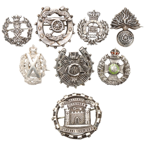 341 - World War 1 period silver British Military sweetheart brooches, 5 with full hallmarks, others marked... 