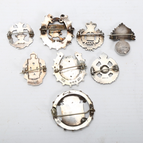 341 - World War 1 period silver British Military sweetheart brooches, 5 with full hallmarks, others marked... 