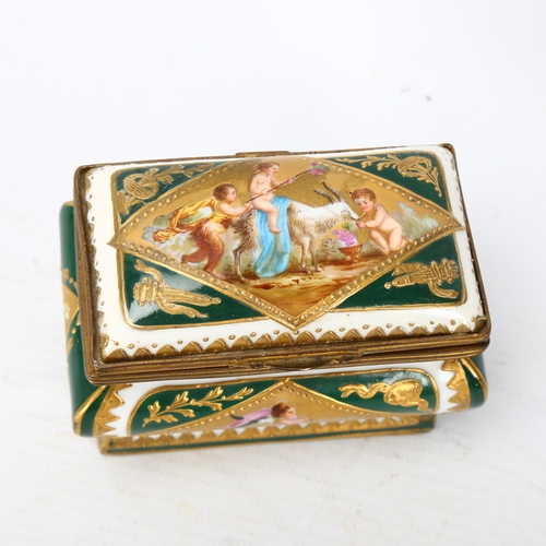 358 - An early 19th century Sevres hand painted casket with gilt metal mounts, makers marks to base, lengt... 