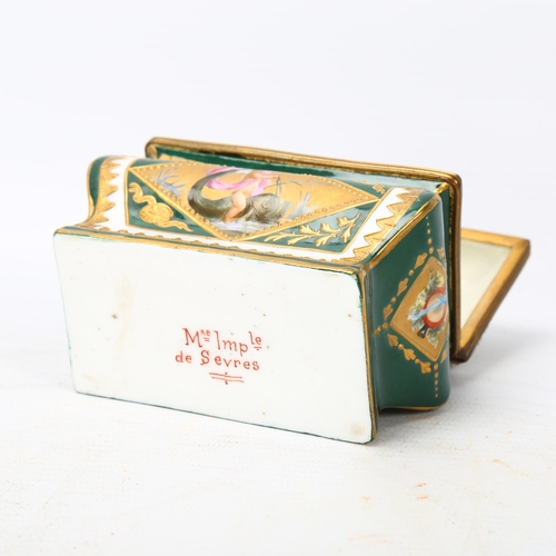 358 - An early 19th century Sevres hand painted casket with gilt metal mounts, makers marks to base, lengt... 