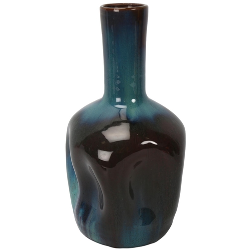 361 - CHRISTOPHER DRESSER for LINTHORPE POTTERY - a shape nr 24 lustre glaze dimpled bottle vase, circa 18... 