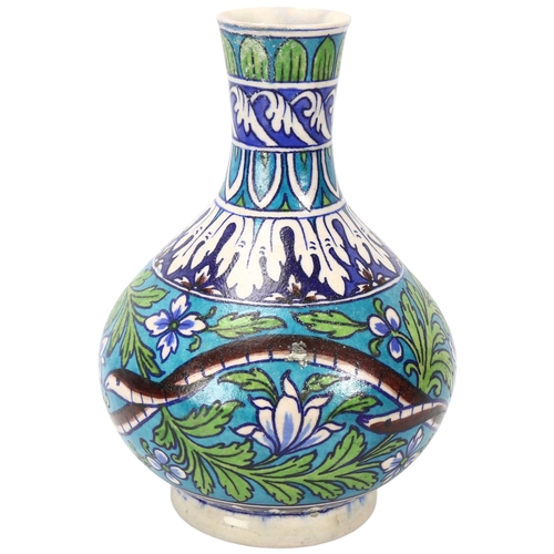 367 - A Persian Multan pottery narrow-neck vase with serpent design, height 25cm