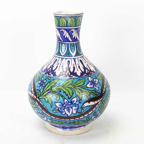 367 - A Persian Multan pottery narrow-neck vase with serpent design, height 25cm