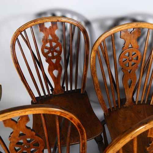 5 - A set of 8 x 19th century wheel-back Windsor chairs, with elm seats