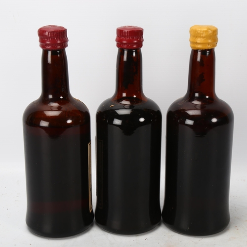 158E - 3 vintage bottles of fortified wine, 1 Port, 1 Oloroso Sherry, 1 Amontillado Sherry, importers Smith... 