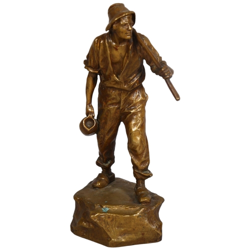 392 - Paul Ludwig Kowalzewski, Poland (1865-1910), a patinated bronze figure of a farm worker, signed to b... 