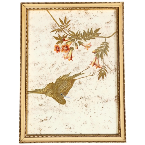 393 - A late 19th / early 20th century Aesthetic, Japonesque porcelain tile, probably Minton, framed, 25.5... 