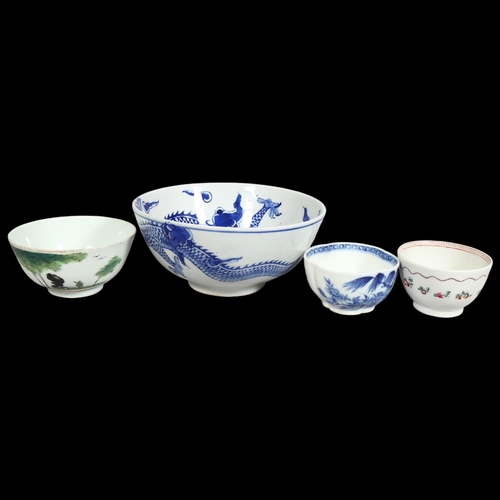 394 - 3 Chinese bowls, including a 18th/19th century tea bowl and another 18th century English tea bowl, l... 