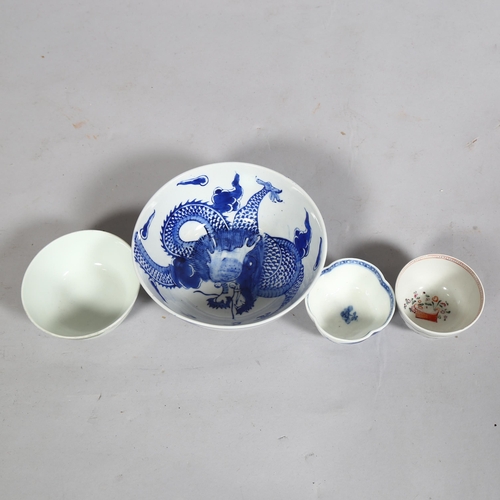 394 - 3 Chinese bowls, including a 18th/19th century tea bowl and another 18th century English tea bowl, l... 