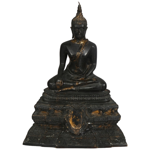 397 - A Thai gilt-bronze figure of seated Buddah, height 27cm