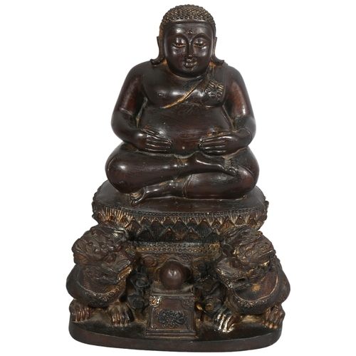 398 - A Thai gilt-bronze figure of Buddhist Monk - Phra Sangkaja (deity for wealth), height 23cm