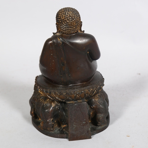 398 - A Thai gilt-bronze figure of Buddhist Monk - Phra Sangkaja (deity for wealth), height 23cm