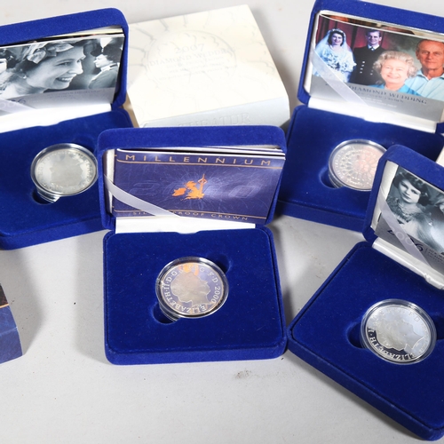 403 - 4 British Commemorative silver proof crowns' in original box and papers