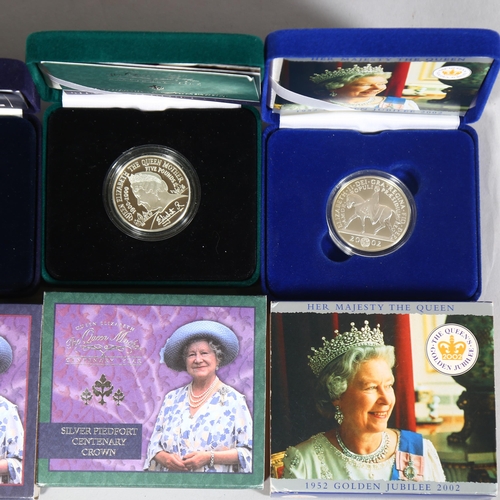 404 - 4 British Commemorative silver proof crowns' in original box and papers